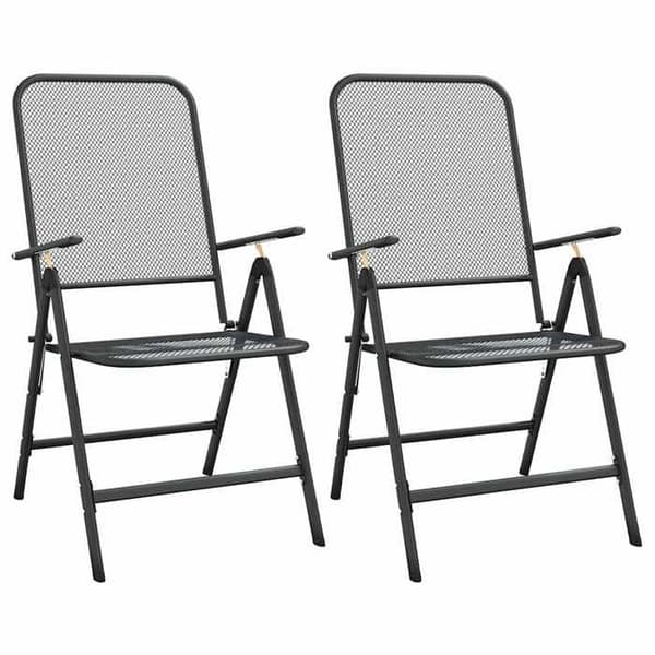 Maison Exclusive - Fällbara stolar, set om 2, i antracitgrå expanderad metallnät antracit