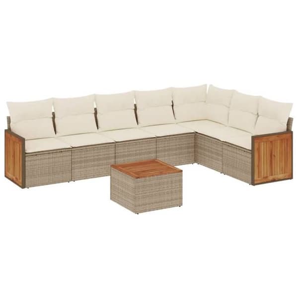 Maison Exclusive - Trädgårdsmöbler med kuddar 8 delar beige flätad resin
