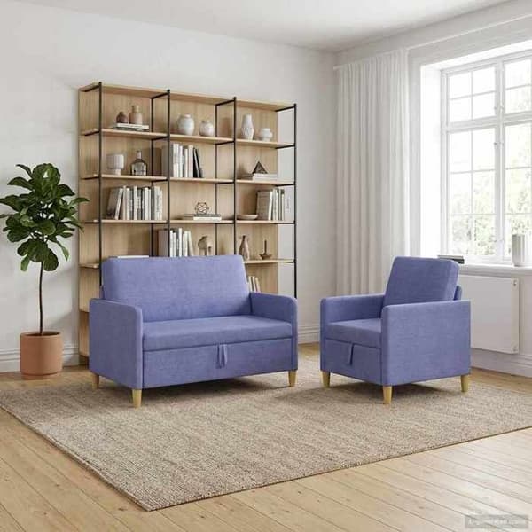 Maison Exclusive - Sofa med opbevaring 2 stk Blå denim Polyester