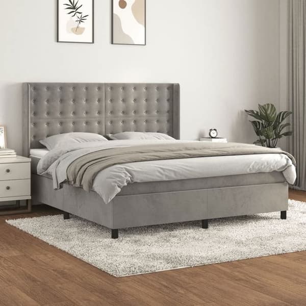 Maison Exclusive - Seng solid bund med socker og madras Grå 160x200cm Velour