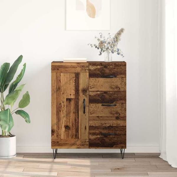 Buffet - EKSKLUSIVT HUS - 69,5 x 34 x 90 cm - Ingeniørtræ - Hårnål ben - Svingdøre