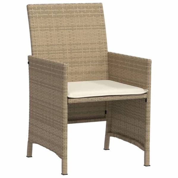 Maison Exclusive - Bistroset 3 delar med beige kuddar i flätad resin