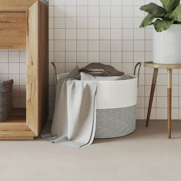 Maison Exclusive - Grå och vit förvaringskorg Ø51x33 cm i bomull grått och vitt