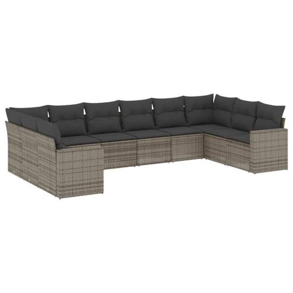 Maison Exclusive - Trädgårdsmöbler med kuddar 10 delar grå flätad resin
