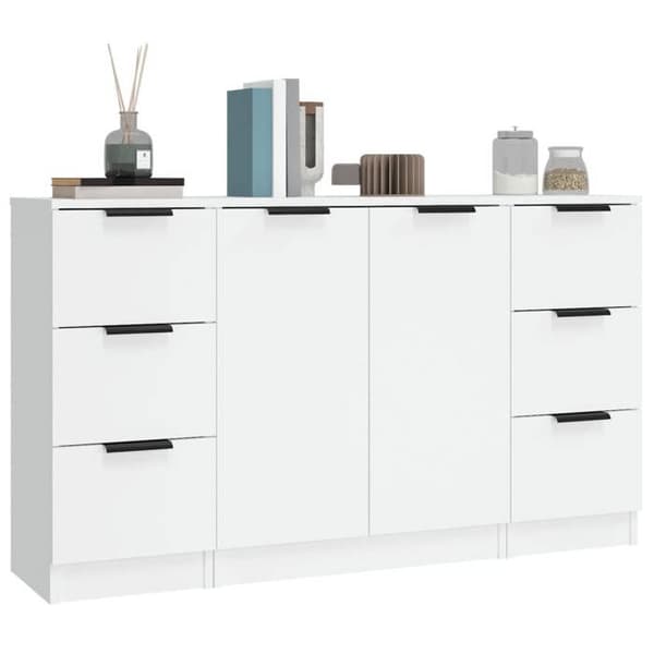 Maison Exclusive - 3 stk. Buffet Hvid Ingeniørtræ