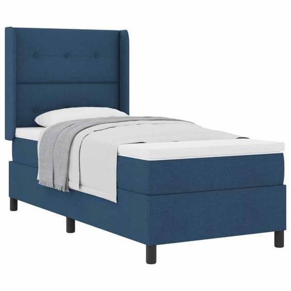 Sengestel med madras - EKSKLUSIV HUS - Moderne Forårskasse Seng - 200 x 80 cm - Blå - Justerbar hovedgærde Blå