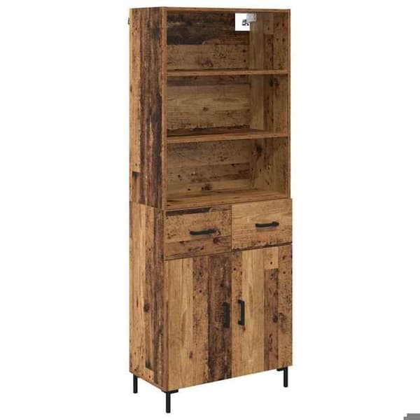 Buffé hög - EXKLUSIVT HUS - Ingenjörsträ - 69,5x34x180 cm - Brun - Nutida