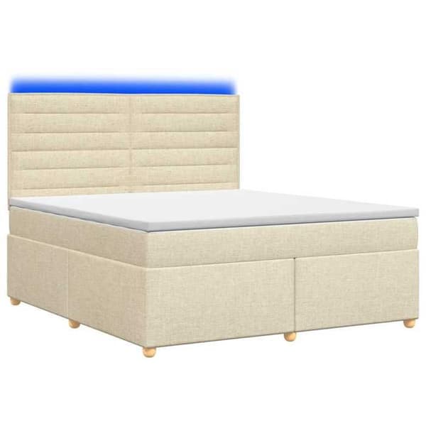 Maison Exclusive - Boxspring seng med madras Creme 140 x 190 cm Stof