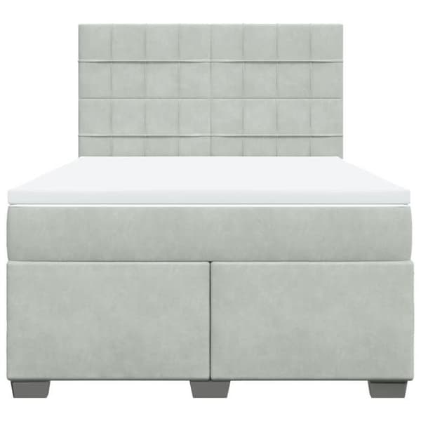 Maison Exclusive - Seng solid bund med socker og madras Grå 160x200cm Velour