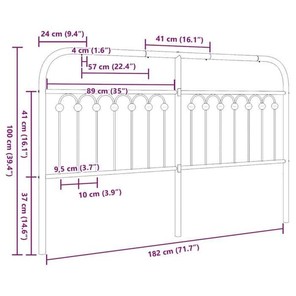 Hovedgærde - EKSKLUSIV HUS - Runde rør - Hvid metal - 180 cm - Robuste ben Vit (vit metall)