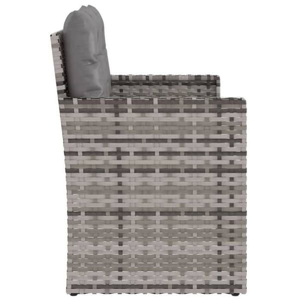 Trädgårdsbänk - EXKLUSIV HEM - 105 cm - Flätad resin - Grå - Kuddar ingår Grå