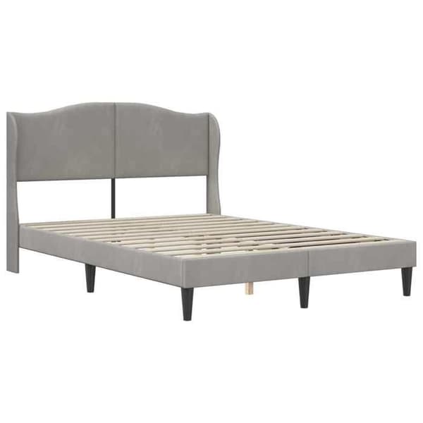 Sengestel - EKSKLUSIV HUS - 120 x 190 cm - Velour hovedgærde - Lys grå - Opbevaring under sengen Ljusgrått