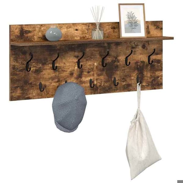 Maison Exclusive - Väggmonterad klädhängare Väggmontering Rökt ek 100 x 40 x 12 cm Rökt ek