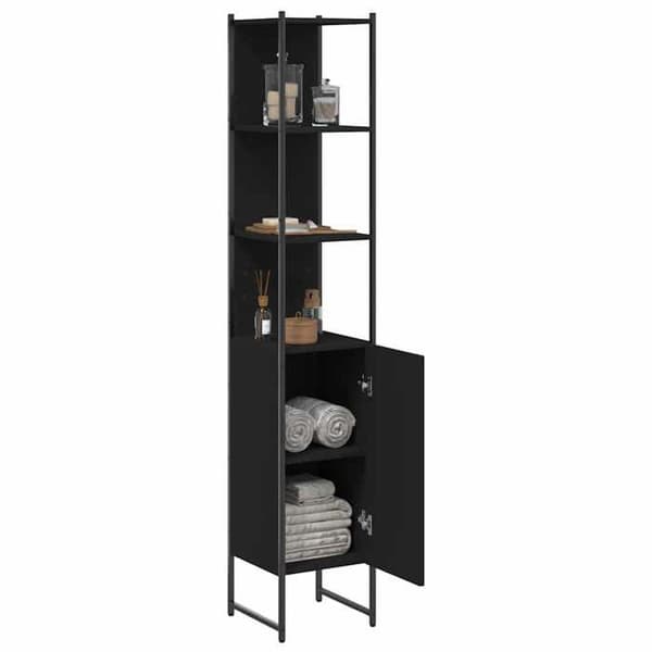 Maison Exclusive - Badeværelsesskab sort 33x33x185,5 cm ingeniørtræ