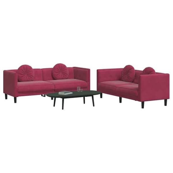 Maison Exclusive - Sæt af 2 sofaer med bordeaux velour puder