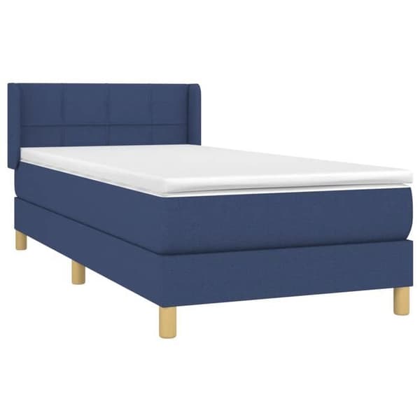 Maison Exclusive - Sengestel med springmadras Blå 90x200 cm Stof