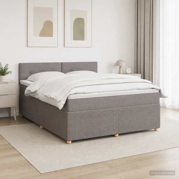 Maison Exclusive - Boxspring seng med madras Taupe 140 x 190 cm Stof