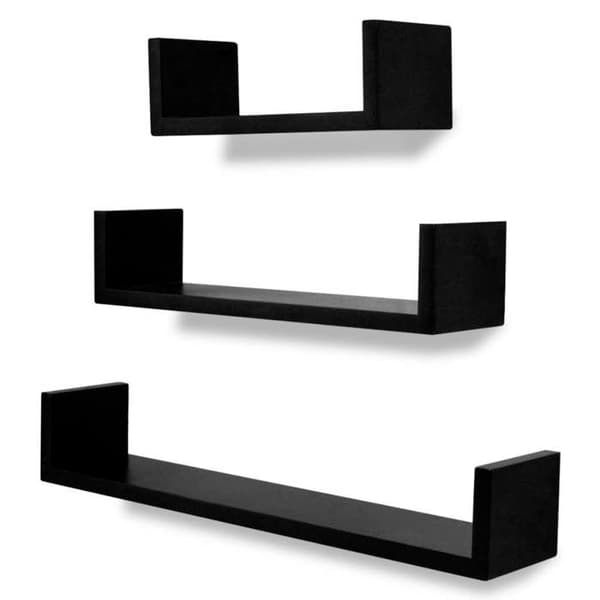 Maison Exclusive - Væghylder 3 stk U-form MDF Sort