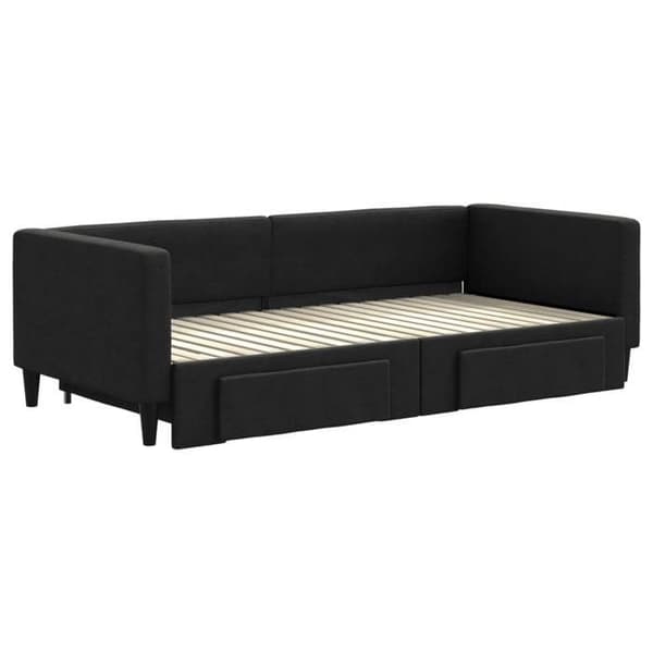 Lisävuode - MAISON EXCLUSIVE - Kangas - 2 paikkaa 90x190 cm - Vuodevaunu - 2 laatikkoa - Musta Svart
