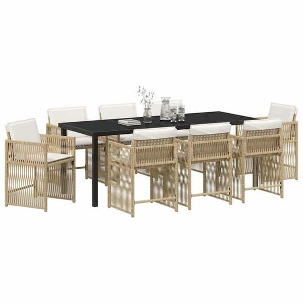 Maison Exclusive - 9 pc spisestue sæt til haven i beige polyrotin beige