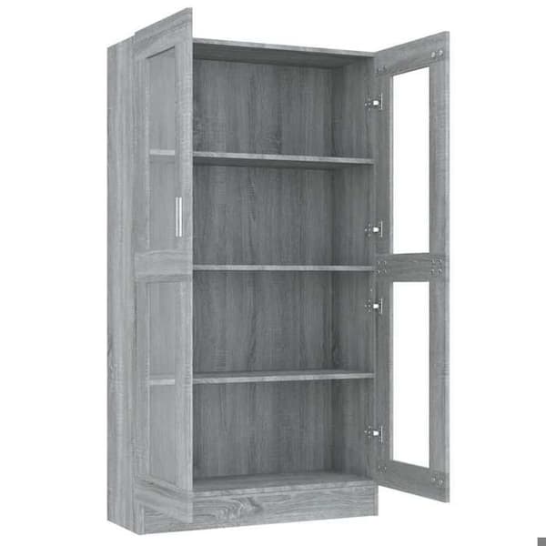 Vitrineskab - EKSKLUSIV HUS - Sonoma grå - Ingeniørtræ - 4 rum - 82,5x30,5x150 cm Sonoma grå