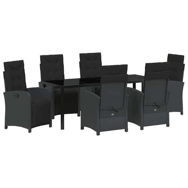 Maison Exclusive - 7 pc have spisebordssæt i sort polyrotin Svart