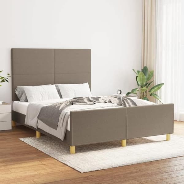 Sengestel - EKSKLUSIV HUS - 140x200 cm - Taupe - Justerbar hovedgærde - Lamelseng Mol