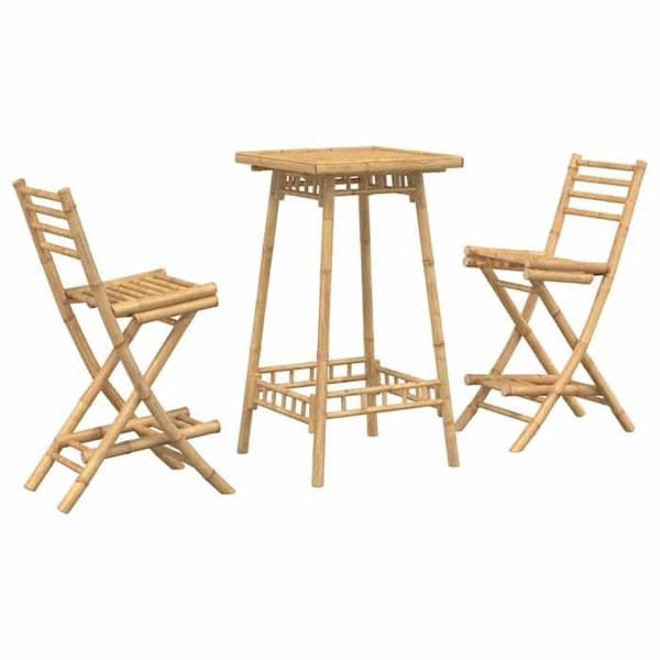 Utebarset - EXKLUSIVT HUS - Fällbart utomhusbarset 3 delar - Bambu - Ergonomisk ryggstöd - Fällbar
