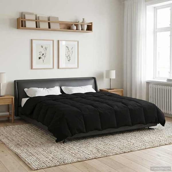 Couette - EKSKLUSIVT HUS - 4 sæsoner - 200 x 200 cm - Mikrofiber - Dobbelt-sidet fløjl Svart
