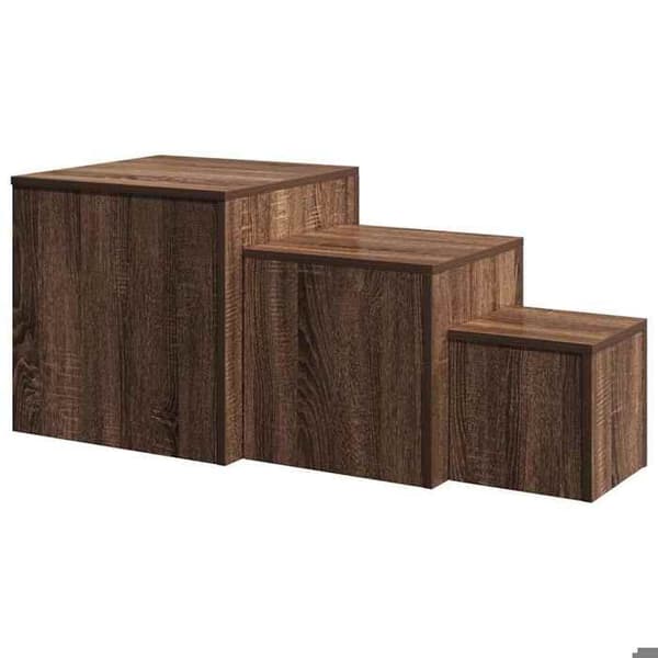 Maison Exclusive - 3 st sidobord i mörk ek, ingenjörsträ Brun ek