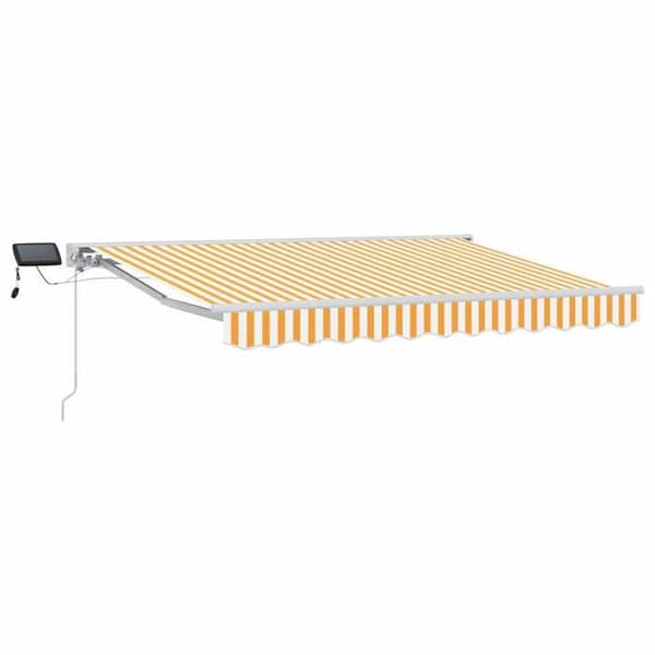 Maison Exclusive - Manuell markis med solenergi LED 3,5 x 2 m gul och vit