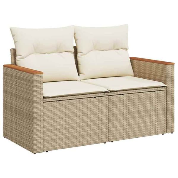 Maison Exclusive - 9 osan puutarhakalustesetti, beige polyrottinki