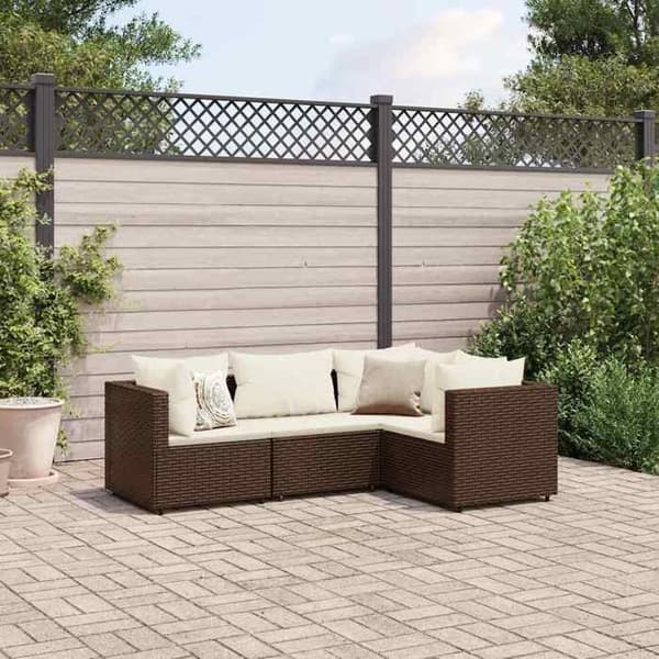 Maison Exclusive - Trädgårdsmöbler 4 delar med kuddar Brun Flätad resin brun
