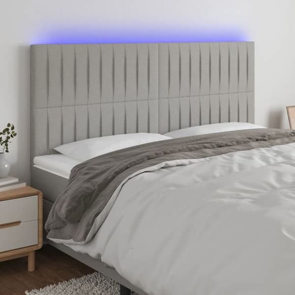 Maison Exclusive - LED-päätyharso Vaaleanharmaa 200x5x118/128 cm Kangas Ljusgrått