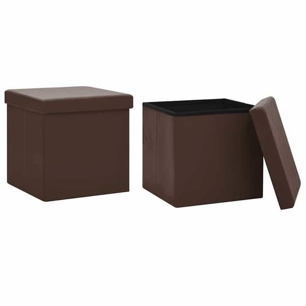 Maison Exclusive - Fällbara förvaringspallar set om 2 bruna i PVC