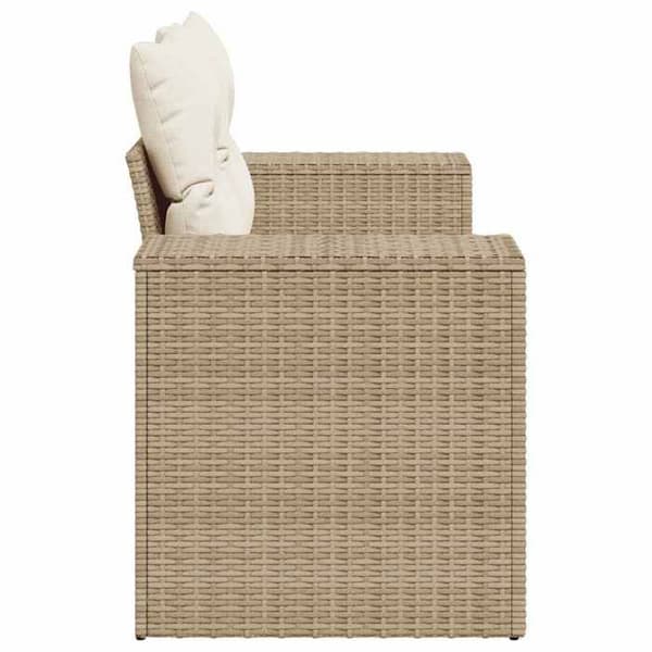 Maison Exclusive - Trädgårdsoffa med kuddar 2 platser beige flätad resin
