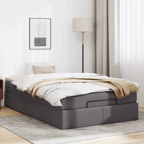 Maison Exclusive - Ottoman sengestel med grå madras 120x190 cm i kunstlæder grå