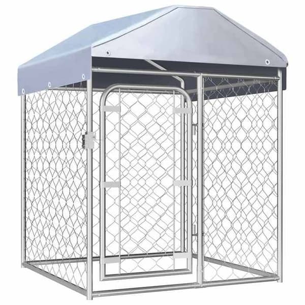 Maison Exclusive - Ulkoilma koirankoppi katolla 100 x 100 x 125 cm silver-
