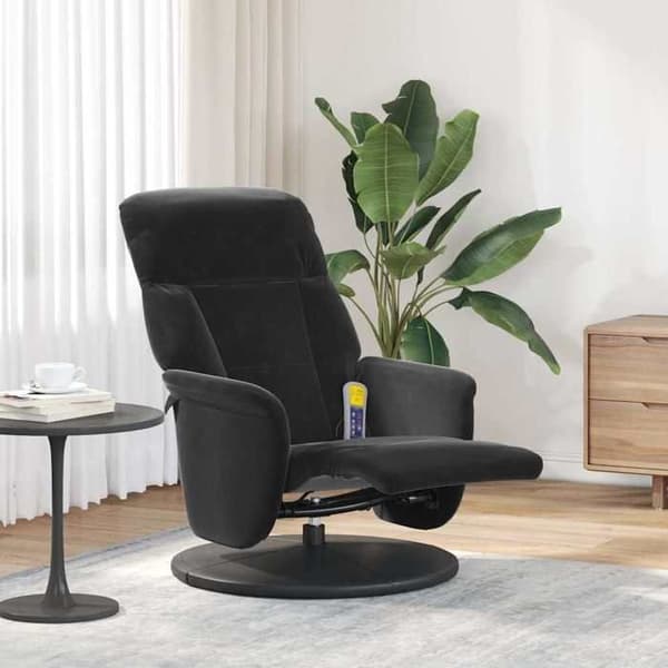 Maison Exclusive - Massagestol med svängbart fotstöd i svart sammet Svart sammet)