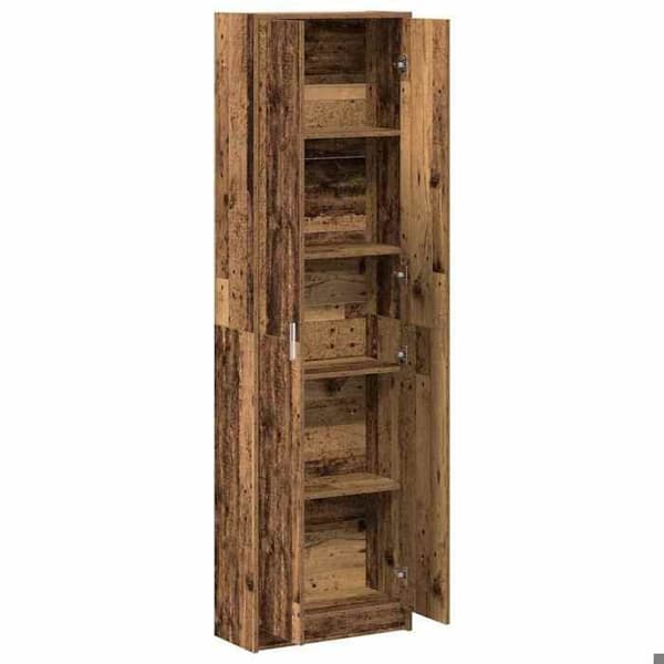 Skab - EKSKLUSIV HUS - 55x25x189 cm - Ingeniørtræ - Brun - Metalgreb i sølv