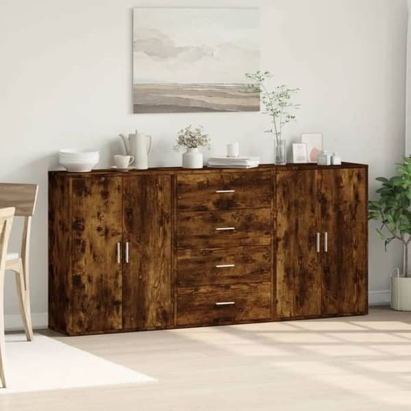 Maison Exclusive - Bufféer 3 st rökek 60x31x84 cm ingenjörsträ