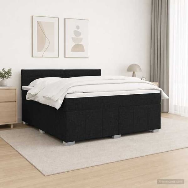 Sengestel med madras - EKSKLUSIV HUS - Boxspring seng - Sort - 160 x 200 cm - Indbygget LED Svart