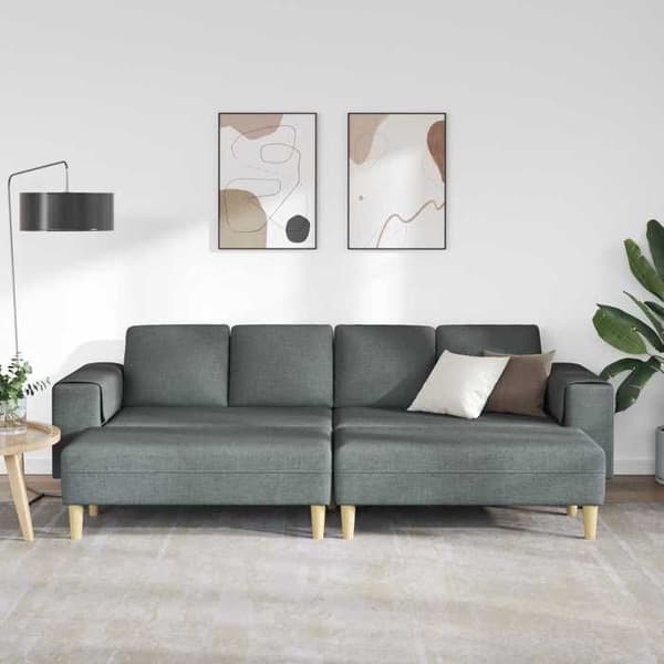 Soffa 3 platser - EXKLUSIV HEM - Modern - Mörkgrå - Polyester - Träben Mörkgrå