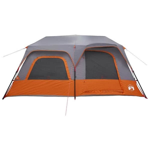 Instanttält - EXKLUSIVT HUS - 10 platser - Grå och orange - Polyester 185T PU - Ställning av glasfiber
