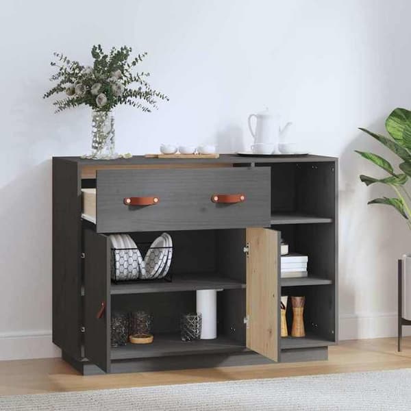 Maison Exclusive - Buffet Grå 98,5x40x75 cm Massivt fyrretræ Grå