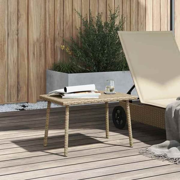 Trädgårdssoffbord - EXKLUSIV HEM - 60x40x37 cm - Rektangulär - Beige - Hållbar flätad resin