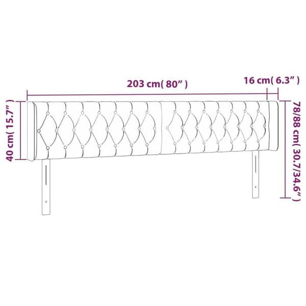 Maison Exclusive - LED-päätymustalla 203x16x78/88 cm sametti Svart