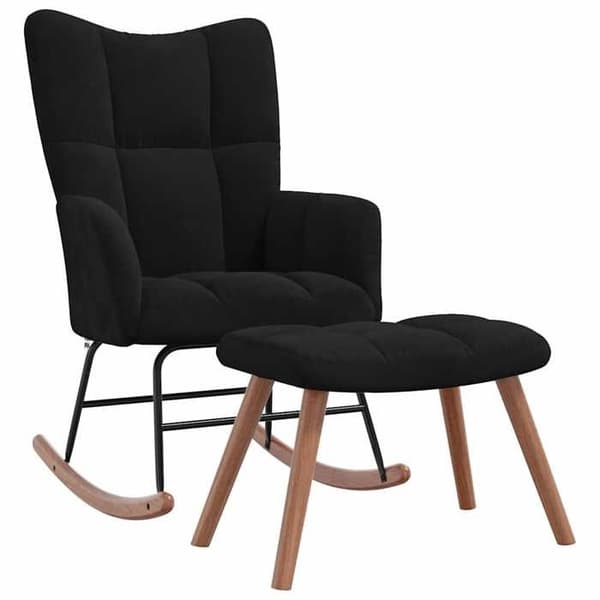 Maison Exclusive - Sittgunga med fotstöd Svart Sammet Svart