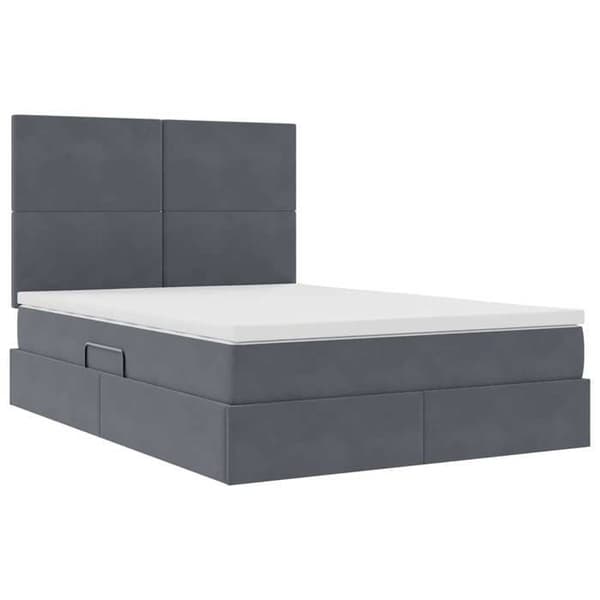 Maison Exclusive - LED opbevaringsseng med madras Mørkegrå 140 x 190 cm Mörkgrå
