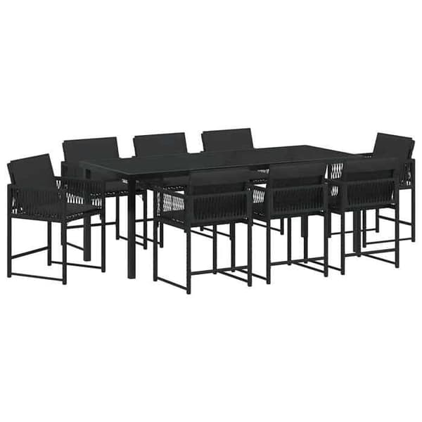 Maison Exclusive - 9 pc have spisebordssæt i sort polyrotin Svart